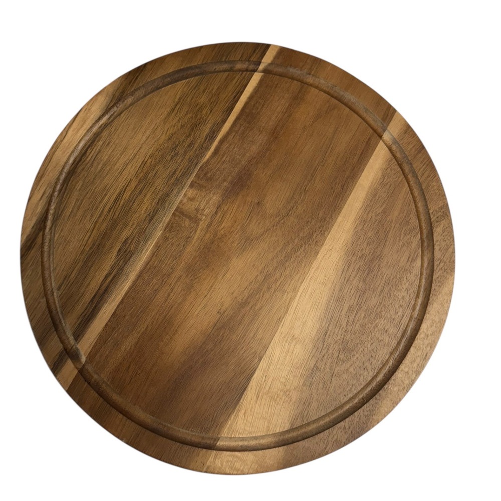 Round Wood Cutting Board Cheese Serving Tray W Groove 12 inch charcuterie WP66Q1